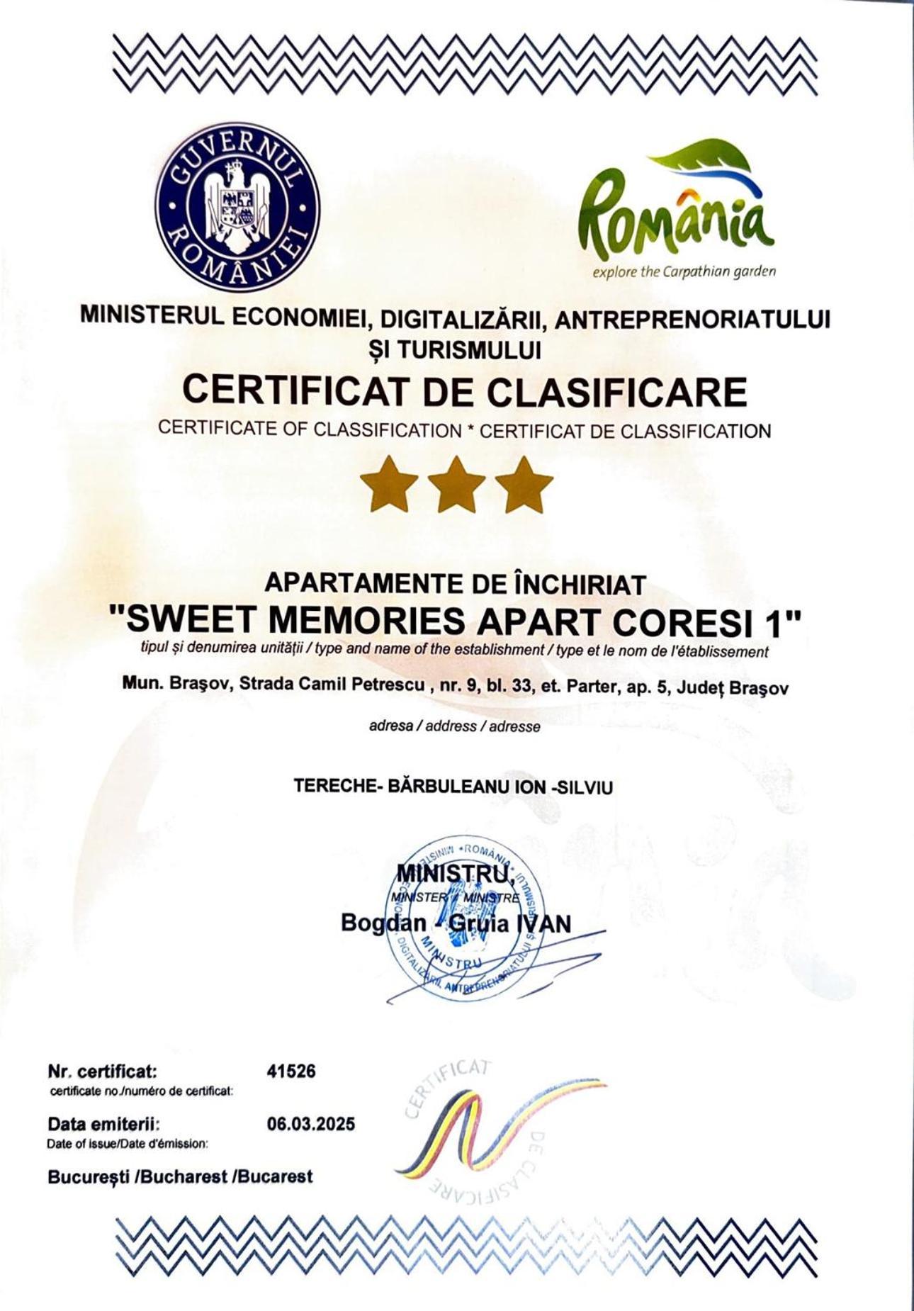 Sweet Memories Apart Coresi 1 Braşov Buitenkant foto